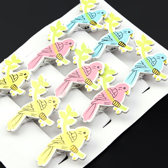 장식 오너먼트 우드 새 집게 미니 버드 클립 4cm 9개 세트 장식 오너먼트 우드 새 집게 미니 버드 클립 4cm 9개 세트