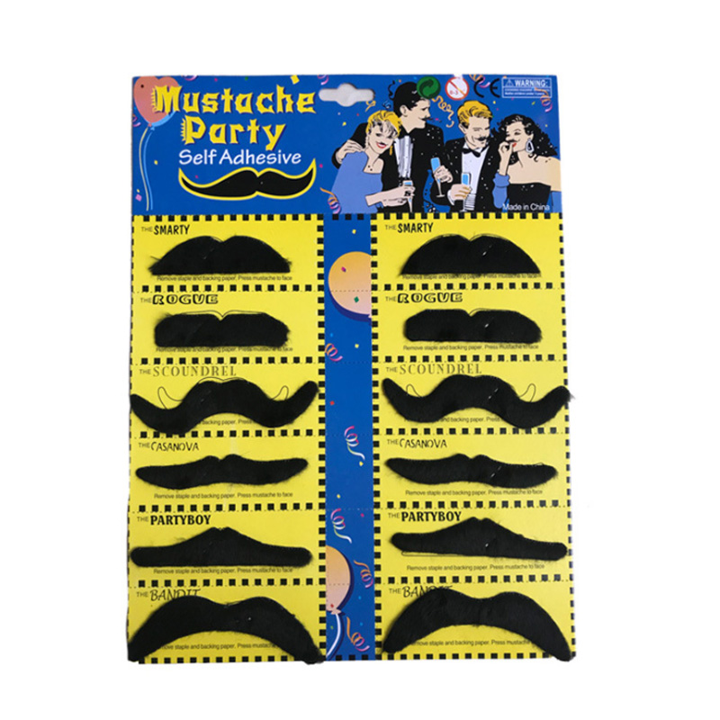 가짜 수염 분장 콧수염 스티커 (12개입) 할로윈 이벤트 파티 용품