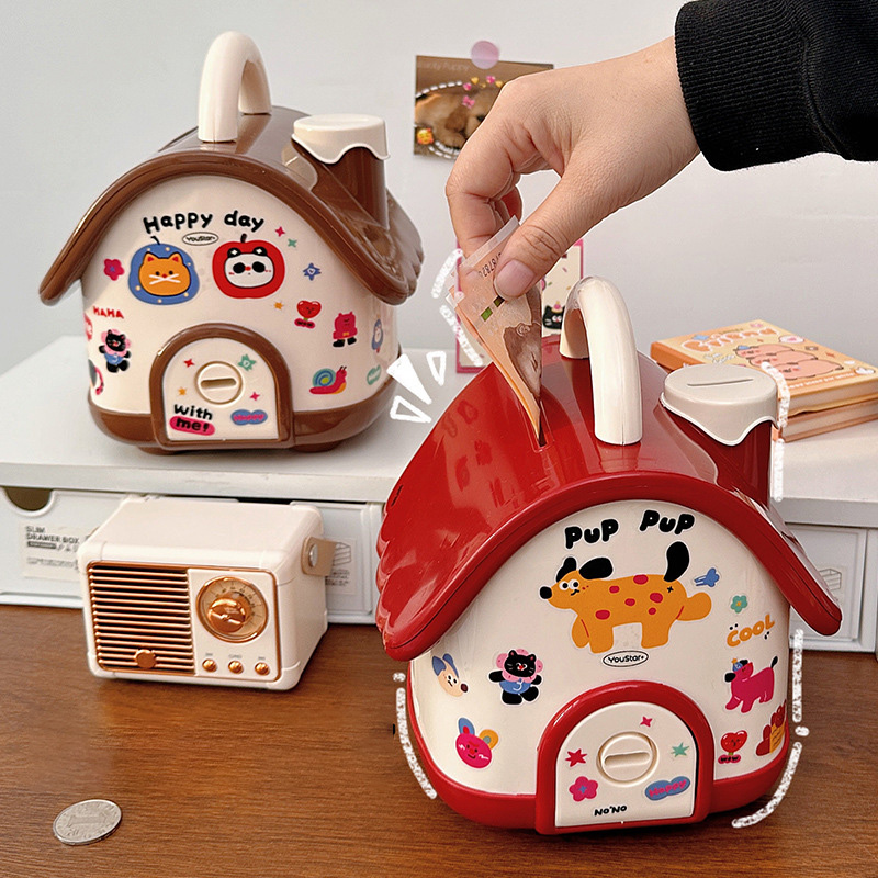 해피 하우스 저금통 DIY 스티커 꾸미기 동전 지폐 보관함