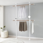 (2025년 신제품) 왕자 프리미엄 레버킹 2단행거 (38mm) 화이트 앤 우드