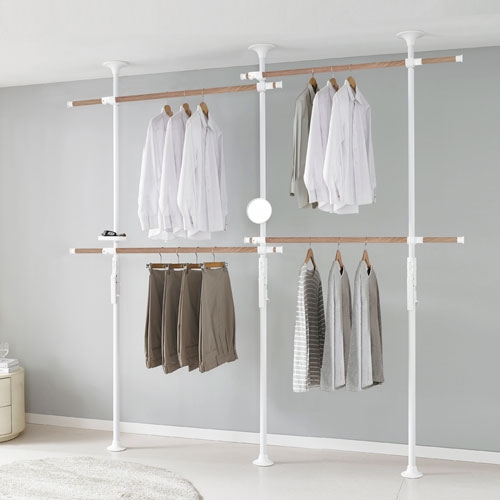 왕자 프리미엄 레버킹 4단행거 (38mm) 화이트 앤 우드