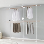 왕자 프리미엄 레버킹 4단행거 (38mm) 화이트 앤 우드