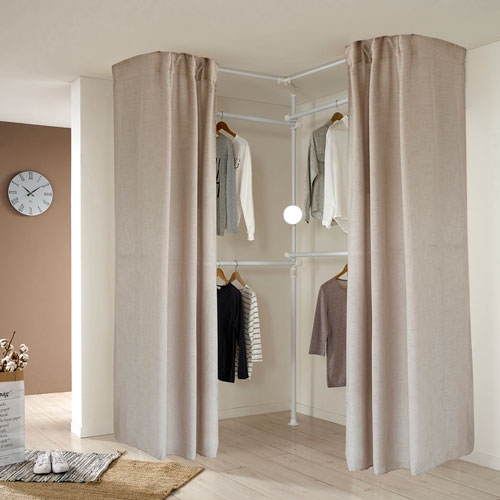 왕자 뉴드레스룸 코너형 3P 밀폐기본형행거 플레인 샌드베이지