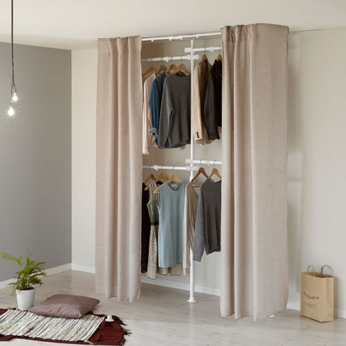 왕자 화이트 드레스룸 3P 행거 플레인 샌드베이지