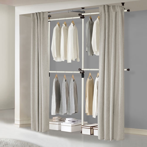 왕자 심플 4단 커튼 행거노블리안 웜브라운