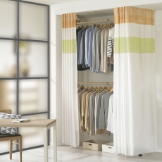 왕자 뉴프리미엄 우드 드레스룸 2P 행거 오렌지논시스루 커튼