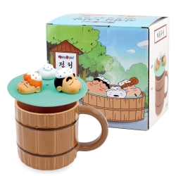 짱구 전설의 노천탕 피규어 덮개 머그 370ml