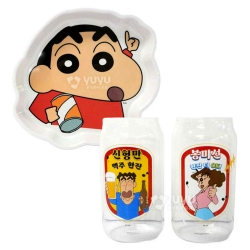 짱구 디저트 접시 글라스컵 2p 세트(패밀리)