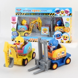 핑크퐁 아기상어 메탈 포클레인 지게차 세트