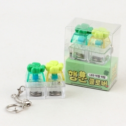 행운 클로버 2구  LED 키캡 키링 (16개/박스단위) / 딸깍이