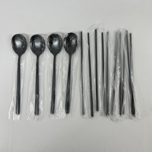 올블랙 스테인리스 수저세트 4P