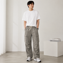 스트링 와이드 카고팬츠
