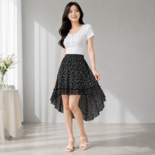 여성 플레어 언발 롱스커트