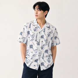 트로피컬 드로잉 반팔셔츠