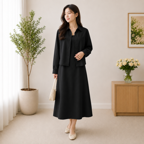 데일리 셔츠+원피스 세트