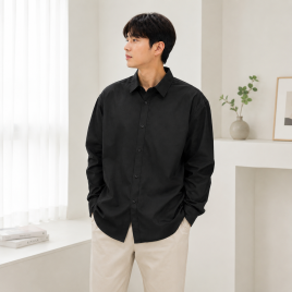 남성 블랙 데일리 긴팔셔츠