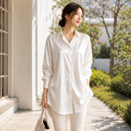 여성 화이트 롱셔츠