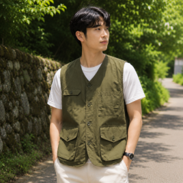 남성 카키 조끼