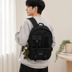 블랙 포켓 캠퍼스 백팩