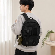 블랙 포켓 캠퍼스 백팩
