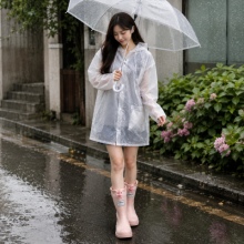 스트링 핑크 레인부츠