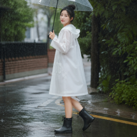 스트링 블랙 레인부츠