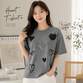 하트 포인트 오버핏 티셔츠