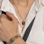 GRAM SILVER BAR PET & MASTER NECKLACE SET