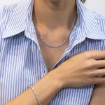 BB BEZEL TENNIS RUGBY BALL CHAIN NECKLACE