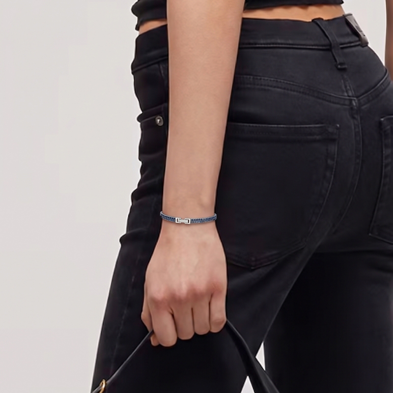 LA LIGNE DOUBLE SPARKLING BRACELET BLUE BLACK