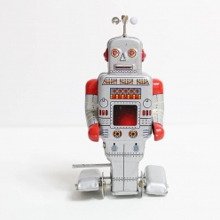 틴토이 사이드 스테핑 로보트 레트로 양철 태엽 장난감 소품 장식 동작 Side Stepping Robot
