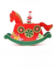 목마와 산타 나무 오르골 크리스마스 뮤직박스 Rocking Wooden Horse