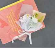 미니어처 화이트로즈 데이지꽃다발 꾸미기 장식 납골당 소품 가짜꽃