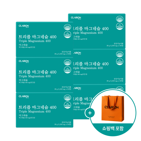 클라리온 트리플 마그네슘 400 30정 6박스 + 쇼핑백