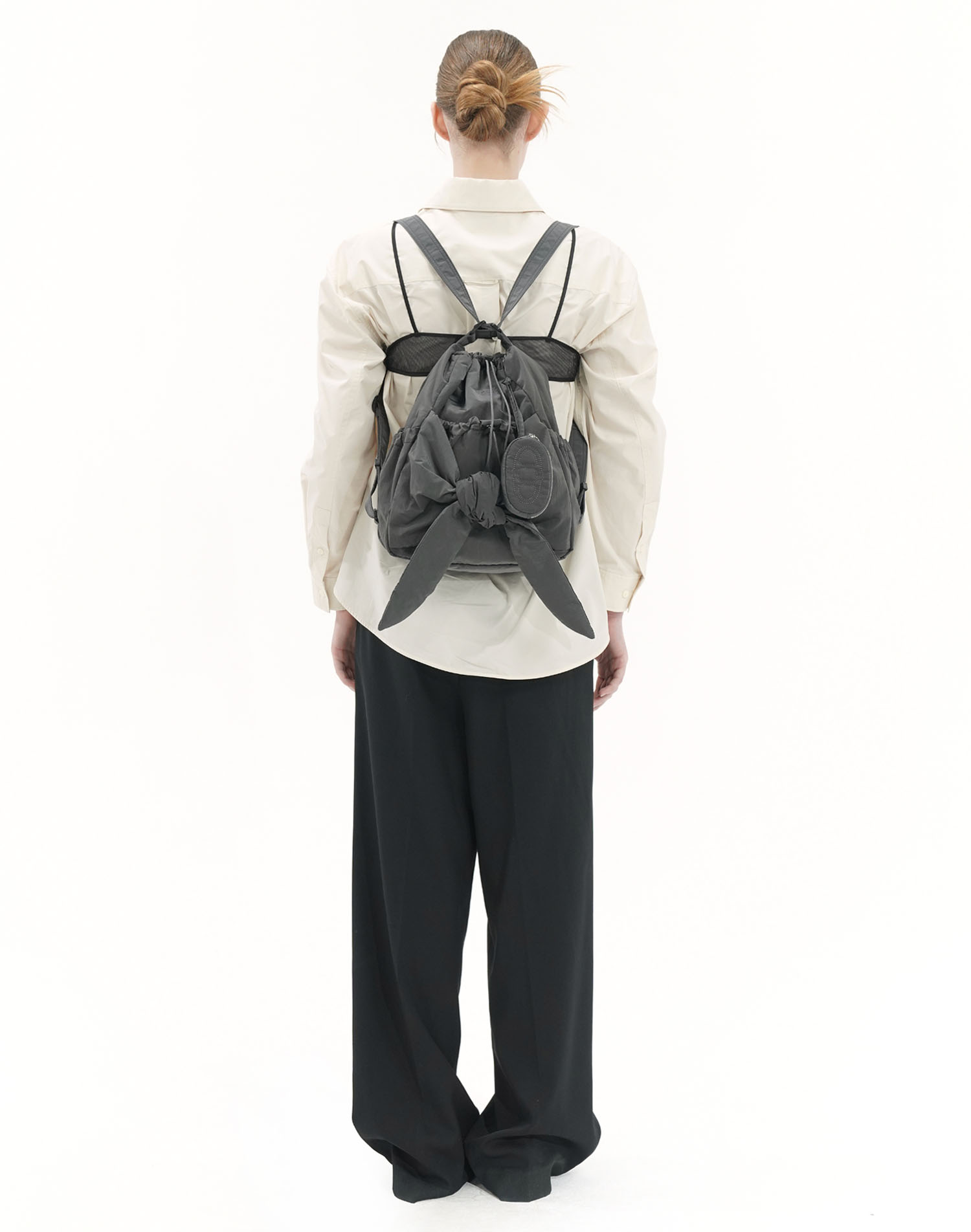 ★athe★ RUBAN Glossy Gray Ribbon Backpack & Shoulder Bag L W) Athe Vanessabruno Ruban Ribbon Backpack Grey | eBay