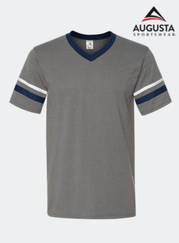 [어거스타 스포츠웨어] V넥 스트라이프 슬리브 저지 남여공용 360 | 브랜드단체티 단체운동복 주문제작 탑앤탑