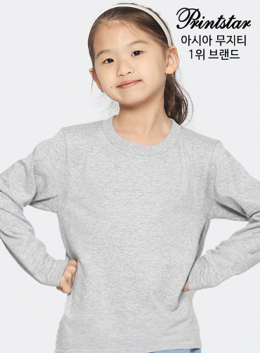[톰스 브랜드] 17수 베이직 아동 라운드 긴팔티 TOM102 | 단체복 주문제작 탑앤탑