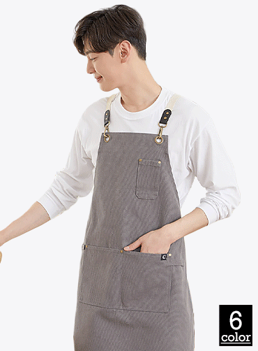 X형 제페토 캔버스 앞치마-스트랩 HOP1001S | 단체유니폼 단체앞치마 주문제작 탑앤탑