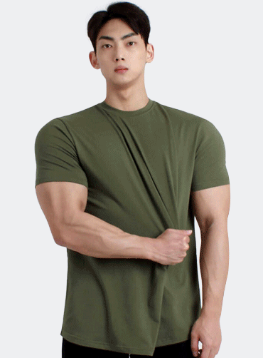 머슬핏 라운드 반팔 D1012 | 단체티 주문제작 탑앤탑