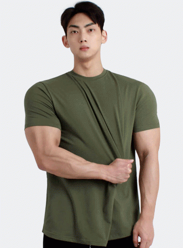 머슬핏 라운드 반팔 D1012 | 단체티 주문제작 탑앤탑
