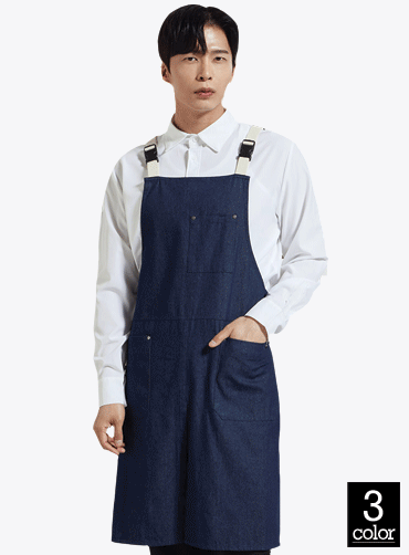 데님 H형 버클업2 앞치마 HOP550 | 단체유니폼 단체앞치마 주문제작 탑앤탑