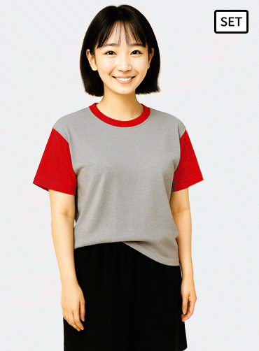 TC면 소매배색 헬스복 NAR357 | 단체티 주문제작 탑앤탑