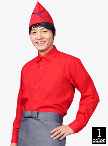 SE34 빨강일반카라-남홀서빙복
