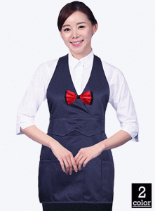 AE162 두단추 리본앞치마