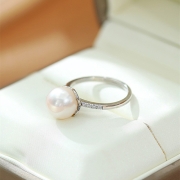 담수진주 반지 s925silver  다이아몬드 큐빅장식 s2649