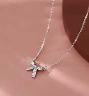 지르콘큐빅 s925silver 리본 목걸이   s2748