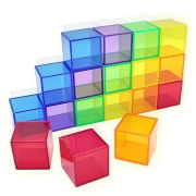 18pcs  4cm 아크릴 투명 정육면체  스펙트럼 3D 공간 지각  큐브블록  미니멀소품