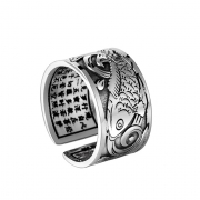 999은도금 물고기 잉어반지 반야심경  j11