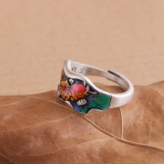 S925 순은 황금 잉어 반지 j08