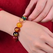 12mm 경면주사 부적 염주 팔찌 sy925